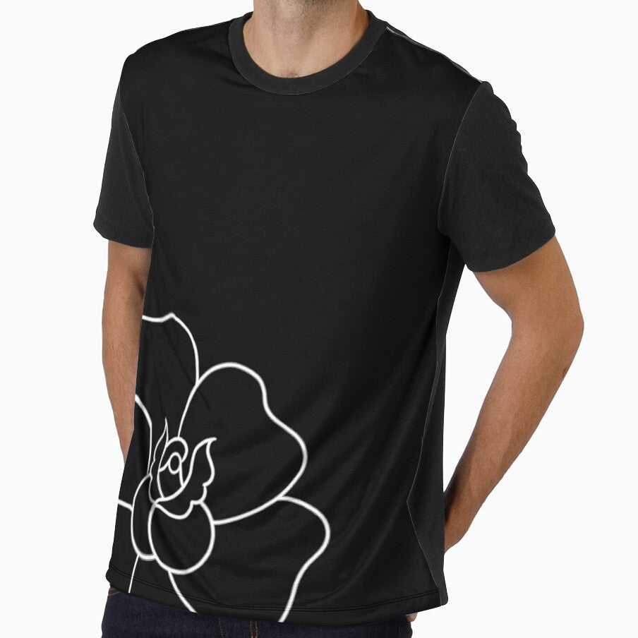 Simple Rose (white on Black) by IzoIno Unisex , , , Long Sleeve Tee