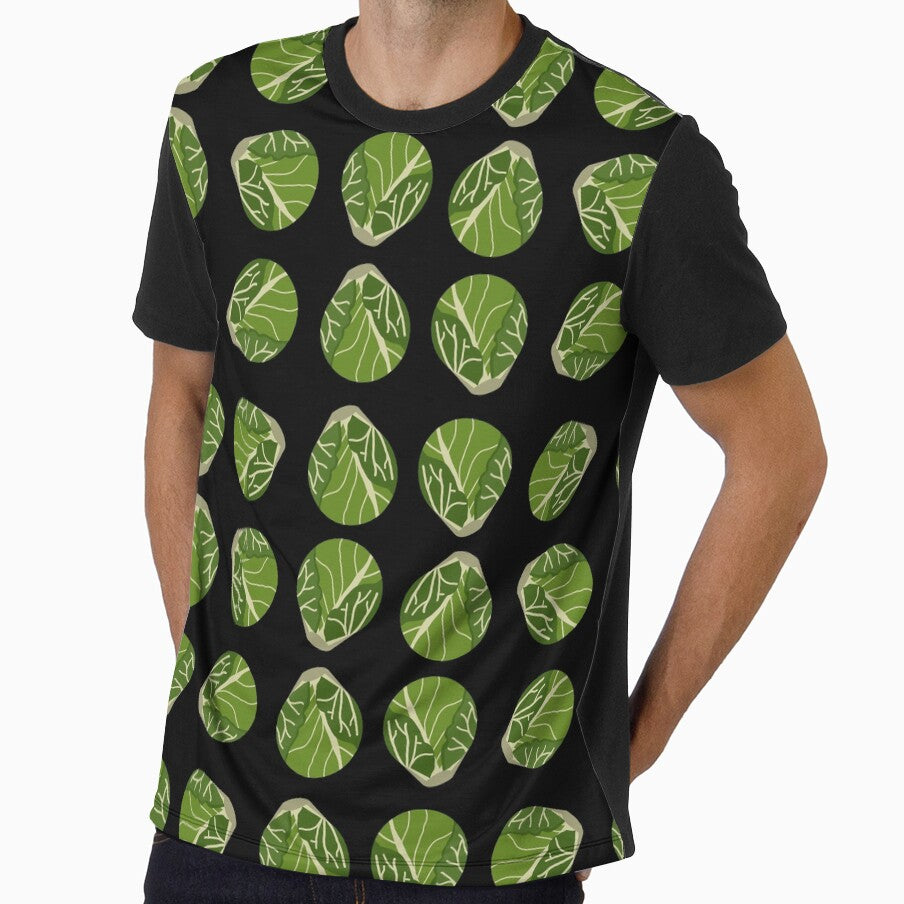 Brussel Sprout Christmas Pattern by Funful Unisex , , , Long Sleeve Tee