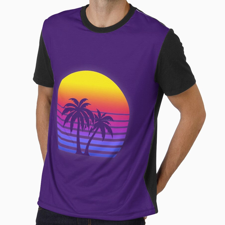 Synthwave Sun Palm Trees by christopper