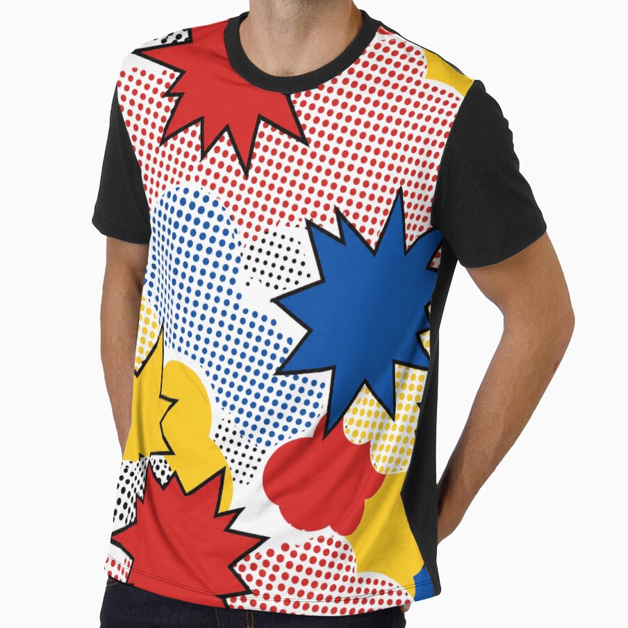 Pop Art Comic Dots Retro Seamless Pattern Print by Inkworksbyshery Unisex , , , Long Sleeve Tee