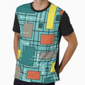 Atomic Era Abstract Lines Boxes Turquoise by thepixelgarden