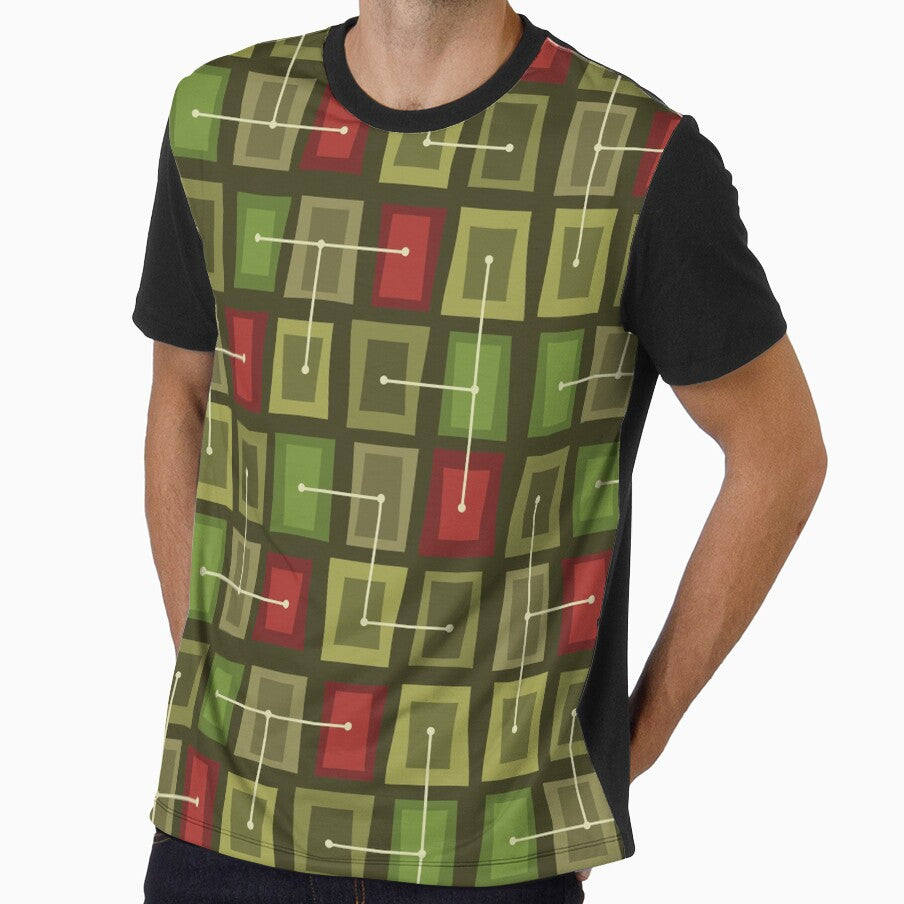 Wonky Doors Smaller Ocean Olive Green Red by thepixelgarden