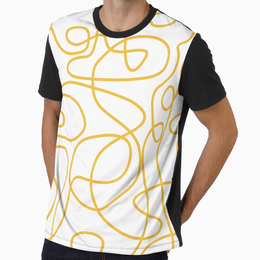 Doodle Line Art Pattern | Mustard Yellow on White by itsjensworld