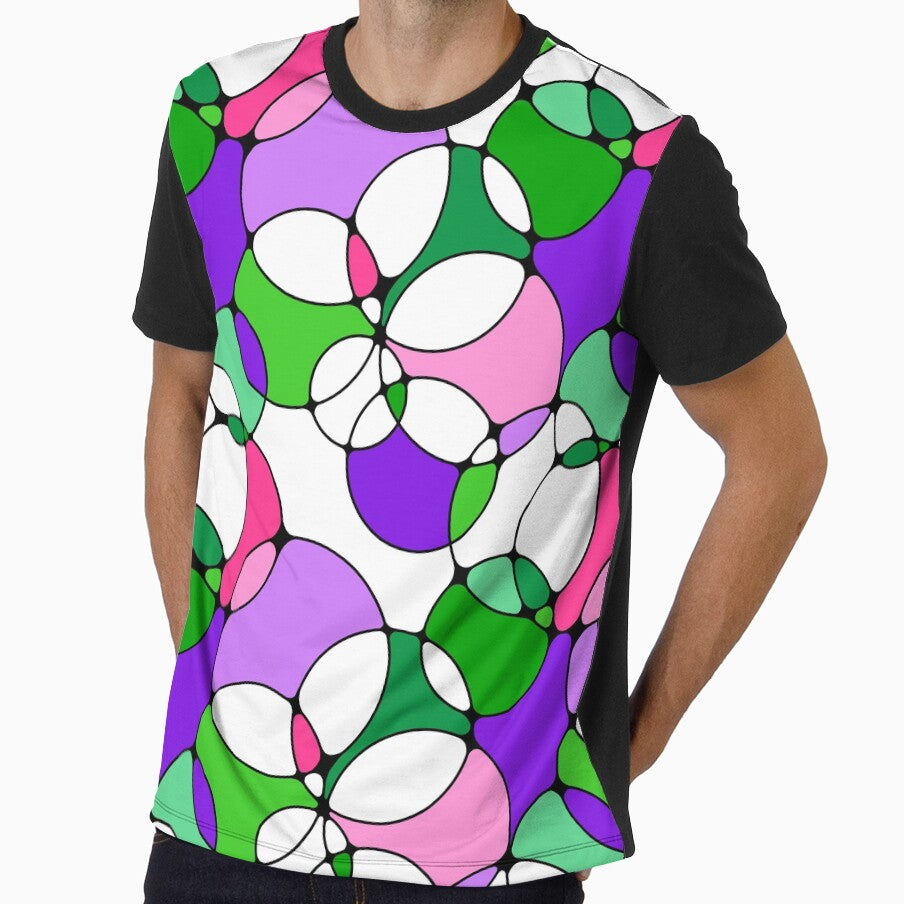 Neurographic Joy Abstract Overlapping Shapes Purple Pink Green by thecolorbirdie