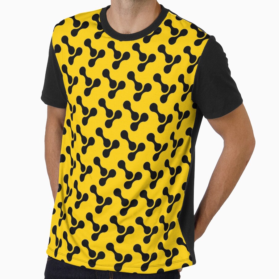 black and yellow abstract bone circle organic shape pattern by Ray Loka Unisex , , , Long Sleeve Tee