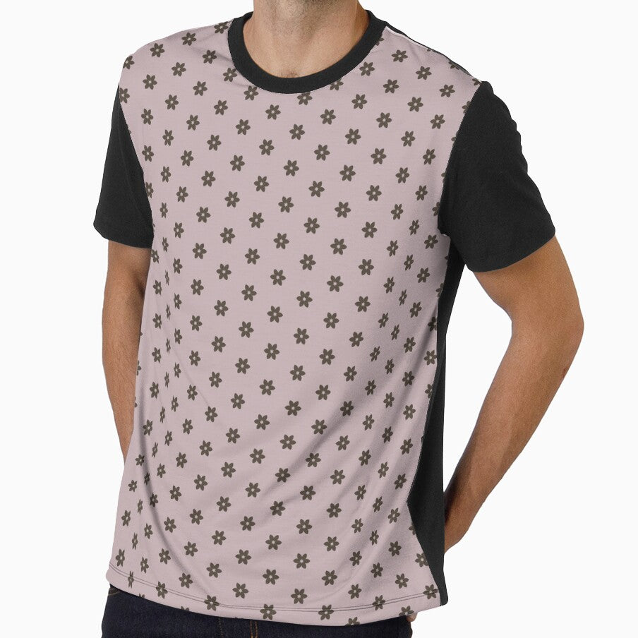 Geometric Warm Neutrals Slate Black Flowers On Burnished Lilac by Triplicate Limited