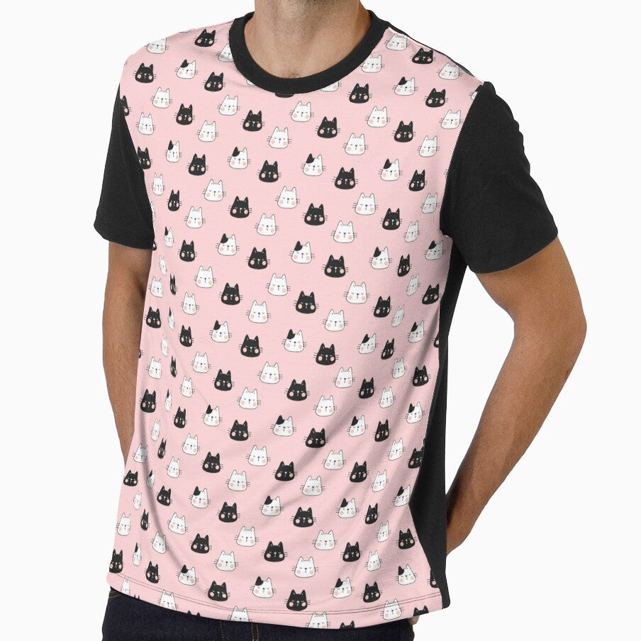 black and white cat Super cute pink floor For all cat lovers. by isaartboho Unisex , , , Long Sleeve Tee
