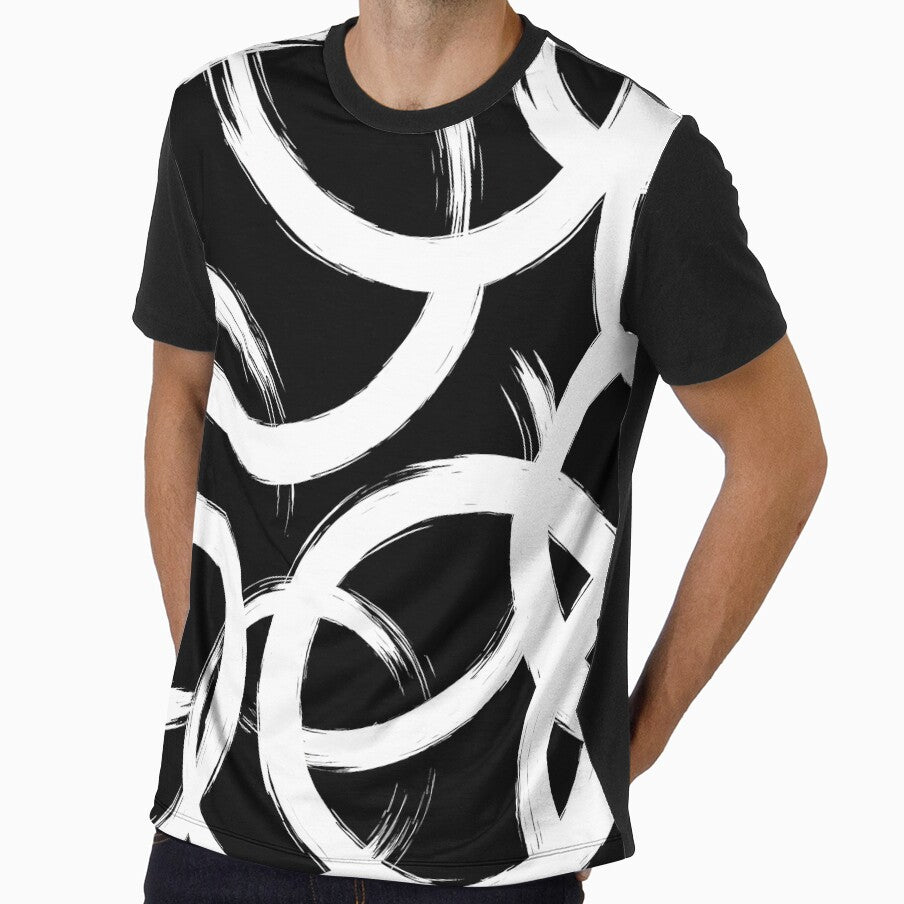 Modern Black and White Abstract Circle Pattern by FestivityFinds