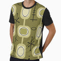 Space Age Geometric Art Olive Green by thepixelgarden