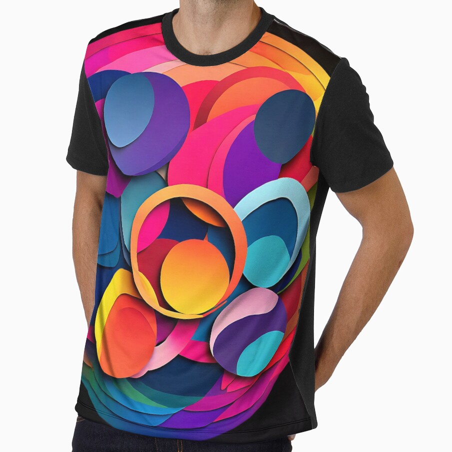 Multicolored overlapping circles with rainbow hues for a playful leggings by Tchoice
