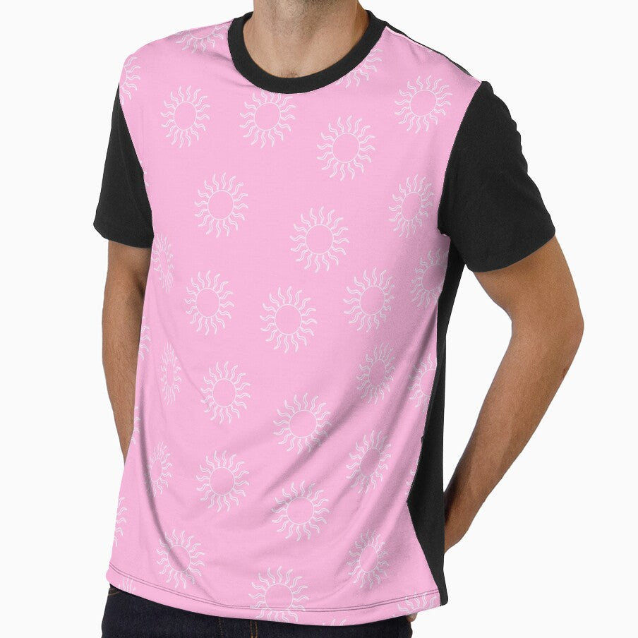 Cream Swirling Suns on Light Pink Background by Hanna McCown Unisex , , , Long Sleeve Tee