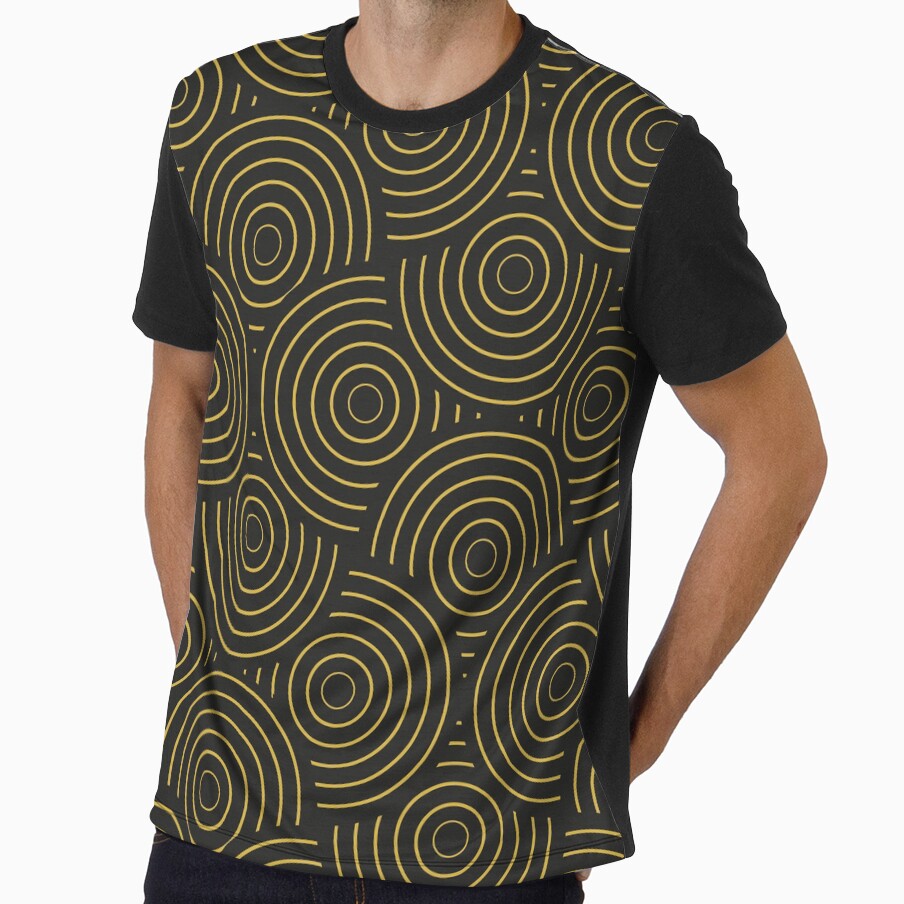 Art deco Abstract Overlapping Circles Lines in Black and Gold by Yasminepatterns