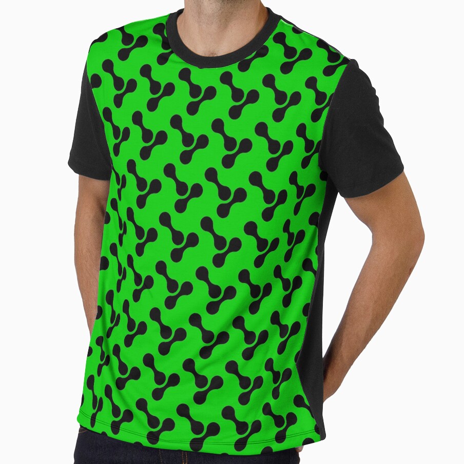 black and green abstract bone circle organic shape pattern by Ray Loka Unisex , , , Long Sleeve Tee