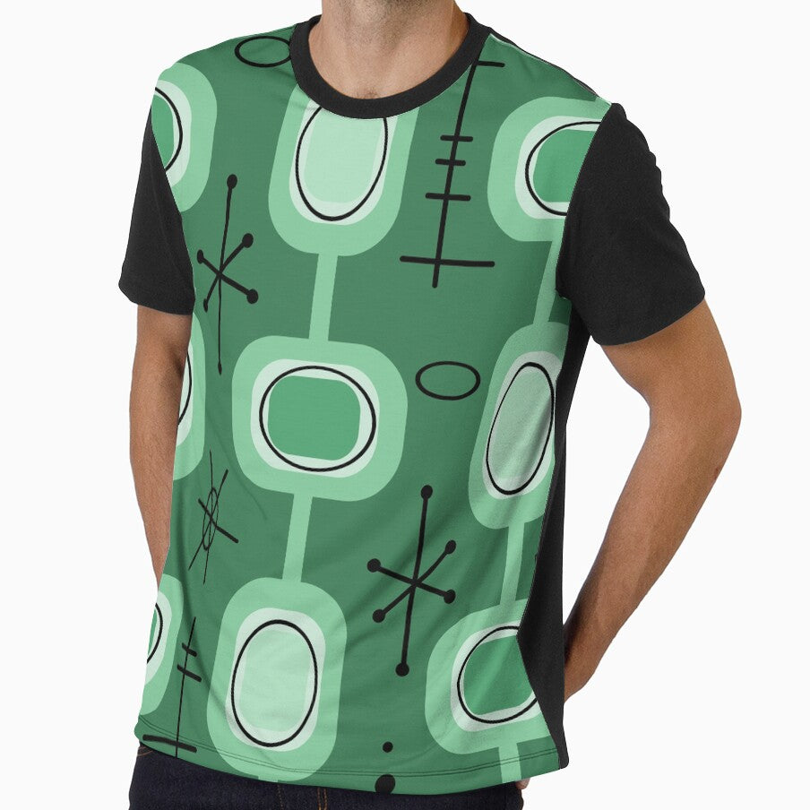Space Age Geometric Art Forest Green by thepixelgarden