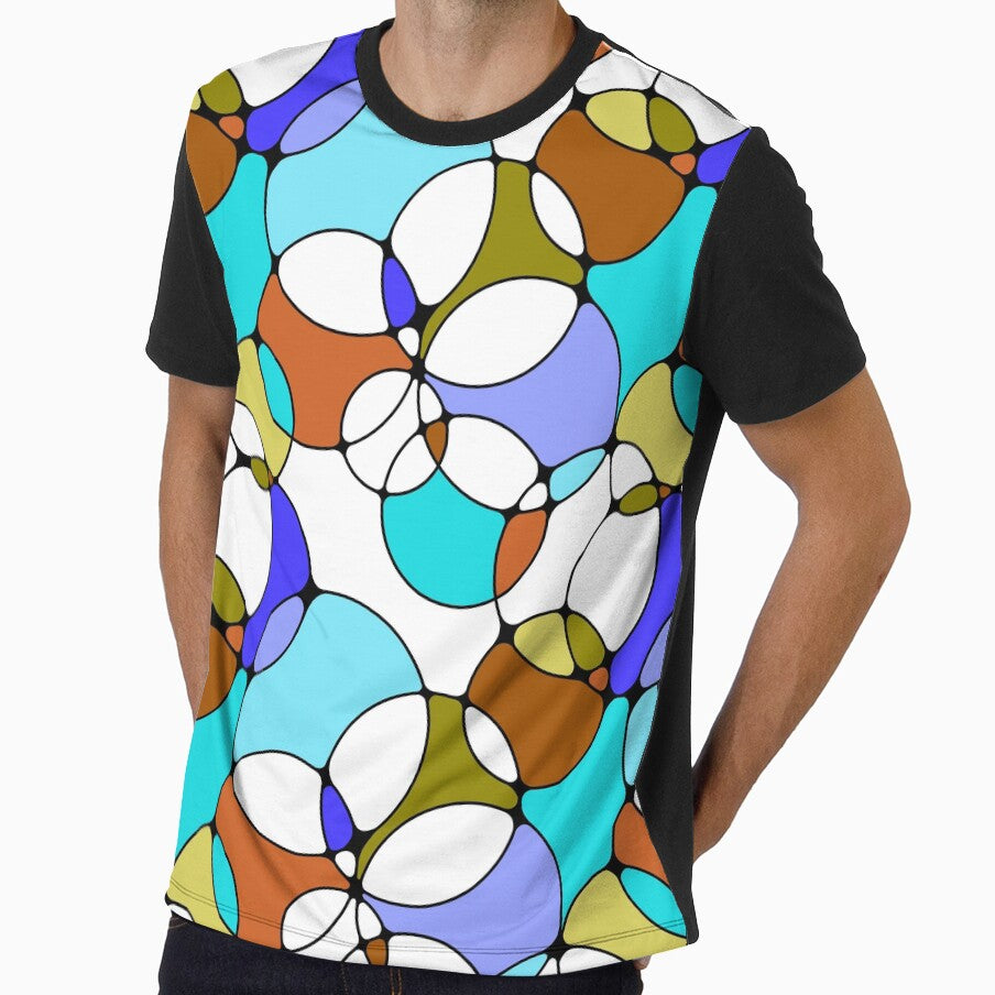 Neurographic Joy Abstract Overlapping Shapes Blue Brown Olive Avocado Green by thecolorbirdie