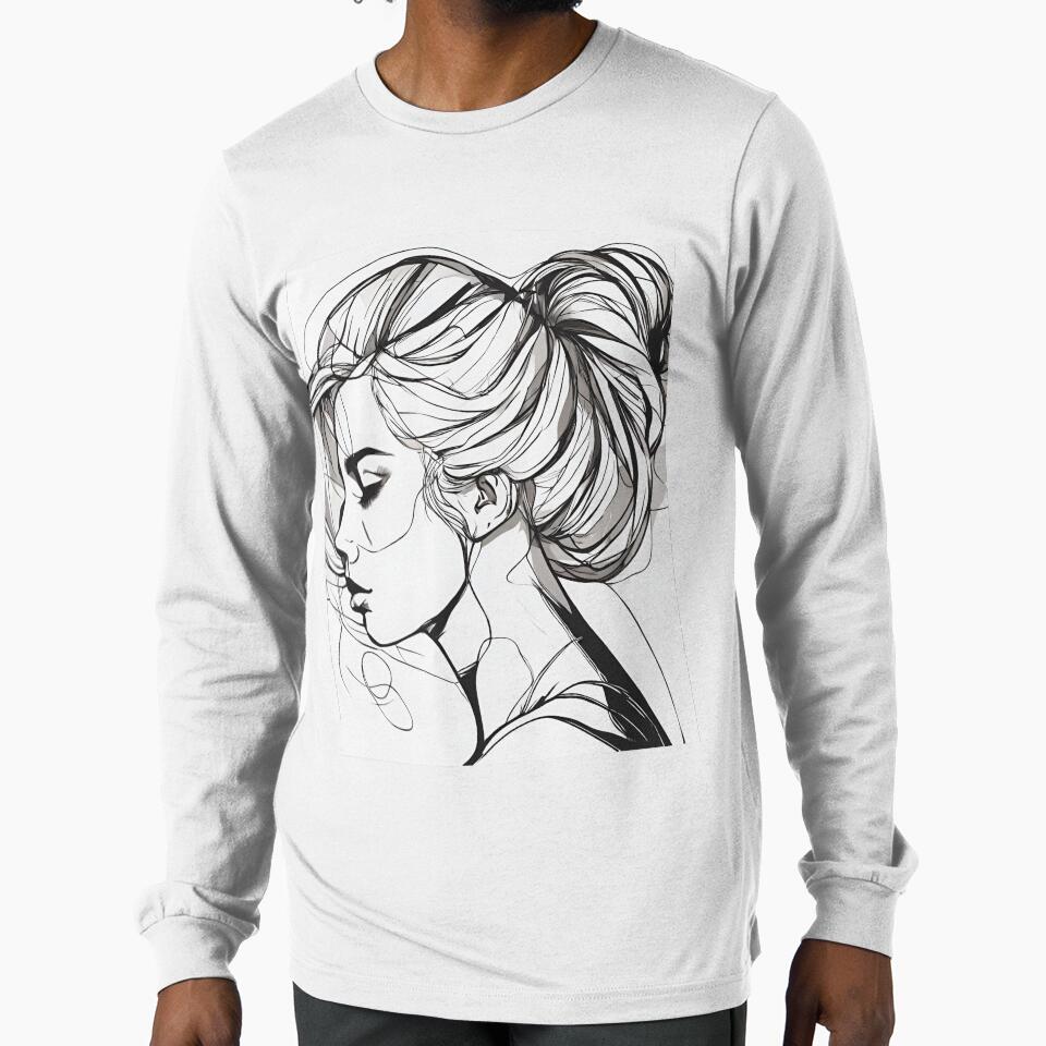 Monochrome Mastery: Abstract Portrait Line Art in Black & White - Rafaela by BPMagic