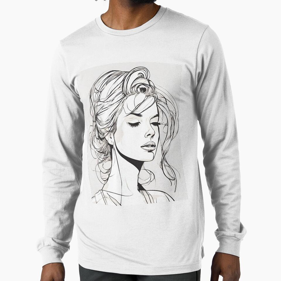 Monochrome Mastery: Abstract Portrait Line Art in Black & White - Roxi by BPMagic