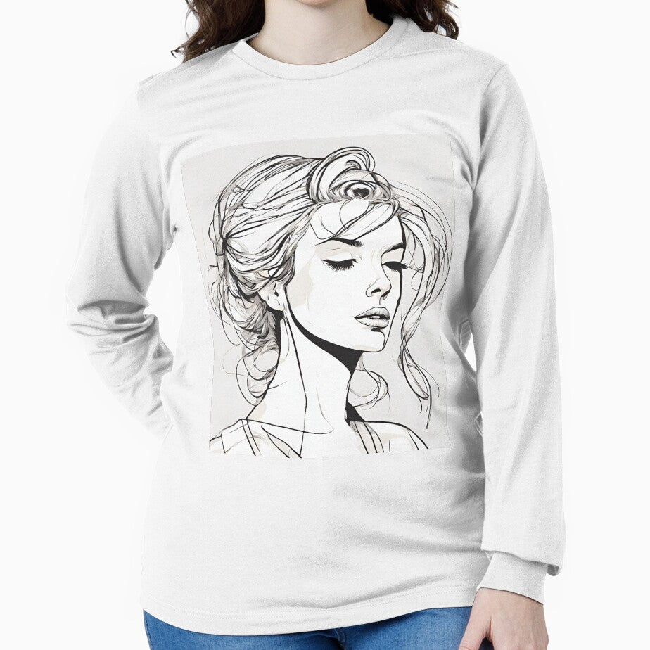 Monochrome Mastery: Abstract Portrait Line Art in Black & White - Roxi by BPMagic