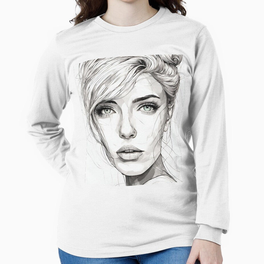 Monochrome Mastery: Abstract Portrait Line Art in Black & White - Thérèse by BPMagic