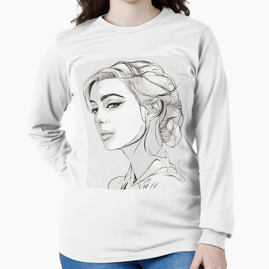 Monochrome Mastery: Abstract Portrait Line Art in Black & White - Niki by BPMagic