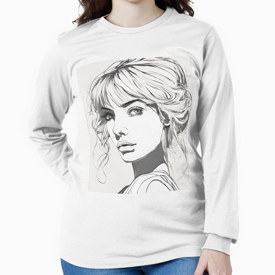 Monochrome Mastery: Abstract Portrait Line Art in Black & White - Waleria by BPMagic