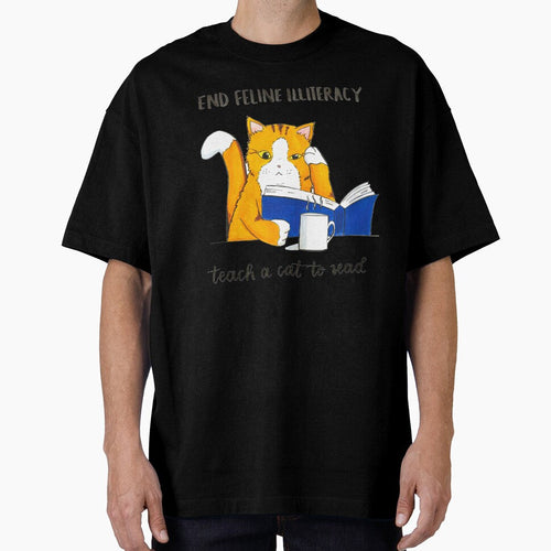 "End Feline Illiteracy. Teach a Cat to Read." watercolor by artichokes Unisex , , , Long Sleeve Tee