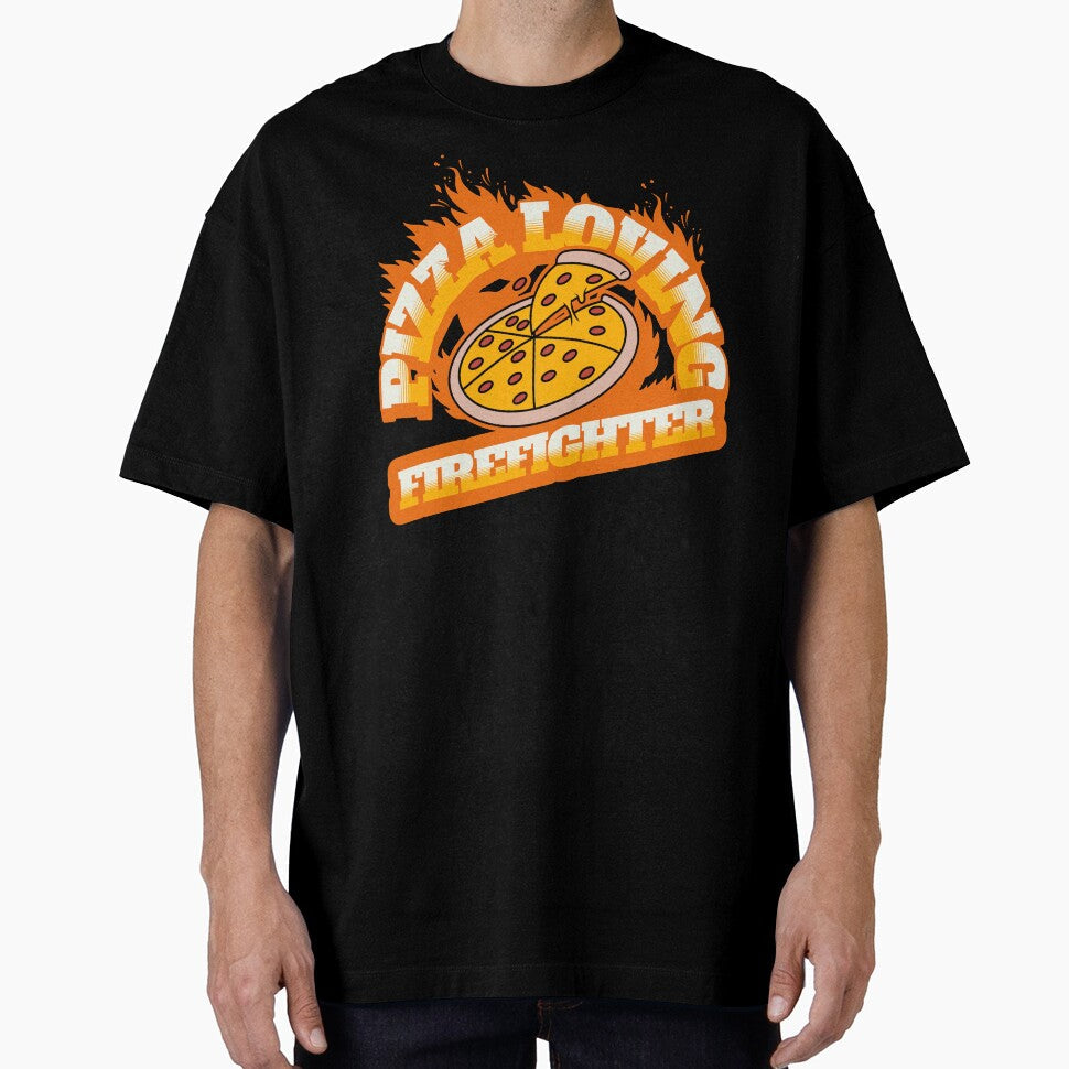 Pizza Loving Firefighter by NuttySqueaky Unisex , , , Long Sleeve Tee