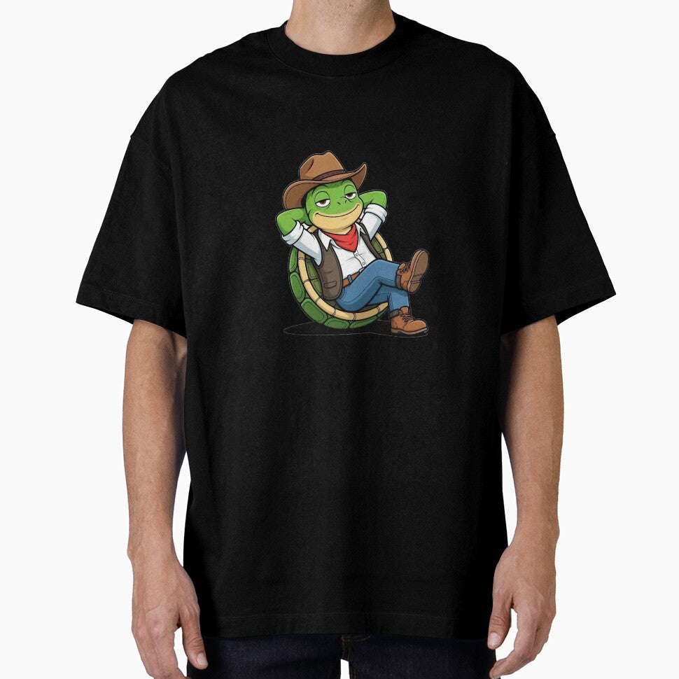 Relaxed Cowboy Turtle Chilling - Funny Western Animal by Threadnovax Unisex , , , Long Sleeve Tee