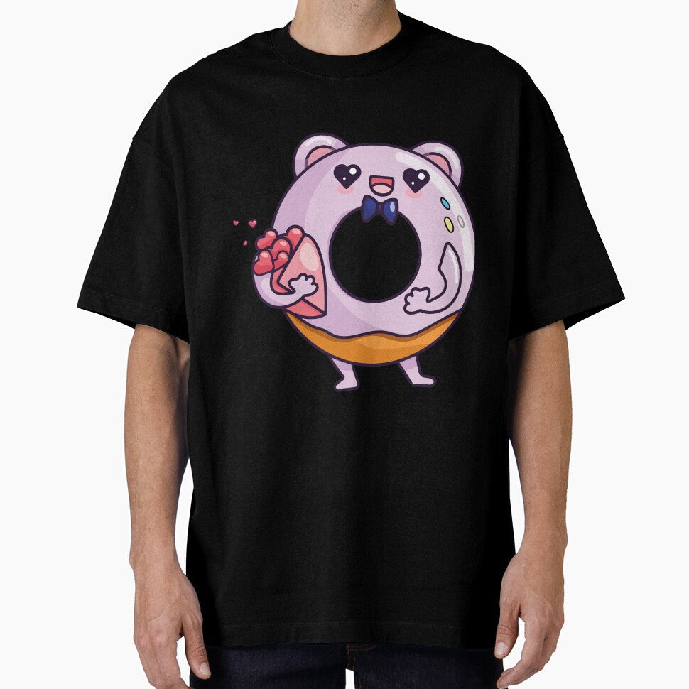 Funny donut character with bouquet in kawaii style. by IrinaCuteLab Unisex , , , Long Sleeve Tee