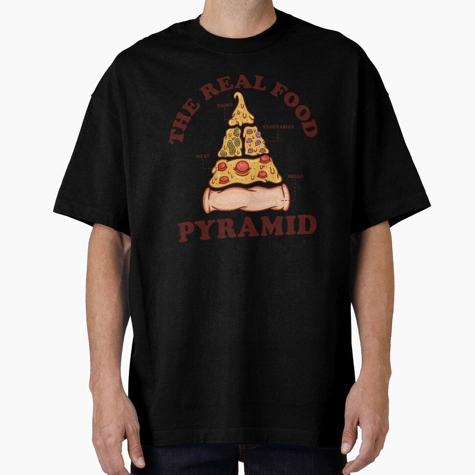 The Real Food Pyramid - Pizza Lover by Buzzworthy Threads Unisex , , , Long Sleeve Tee