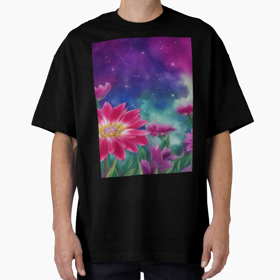 Soft Floral Starry Sky Watercolor No 5 by BassHeadMomma Unisex , , , Long Sleeve Tee