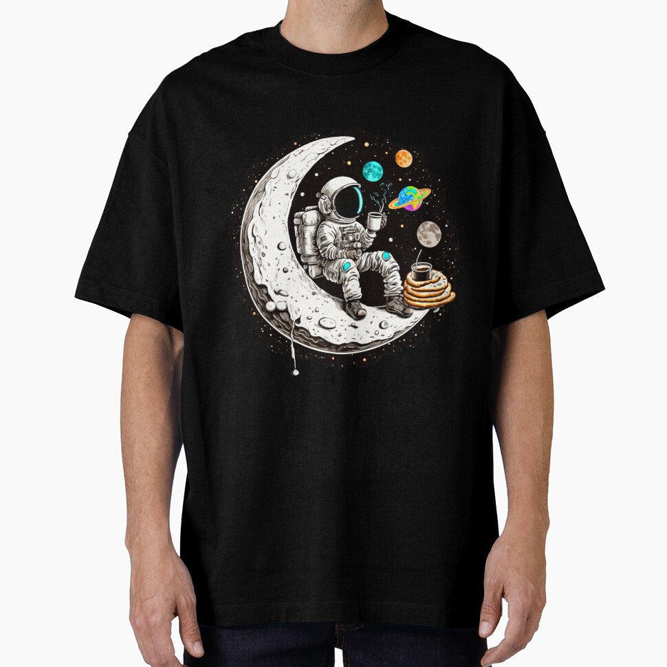 Astronaut Drinking Coffee on the moon by Mike Notis Unisex , , , Long Sleeve Tee