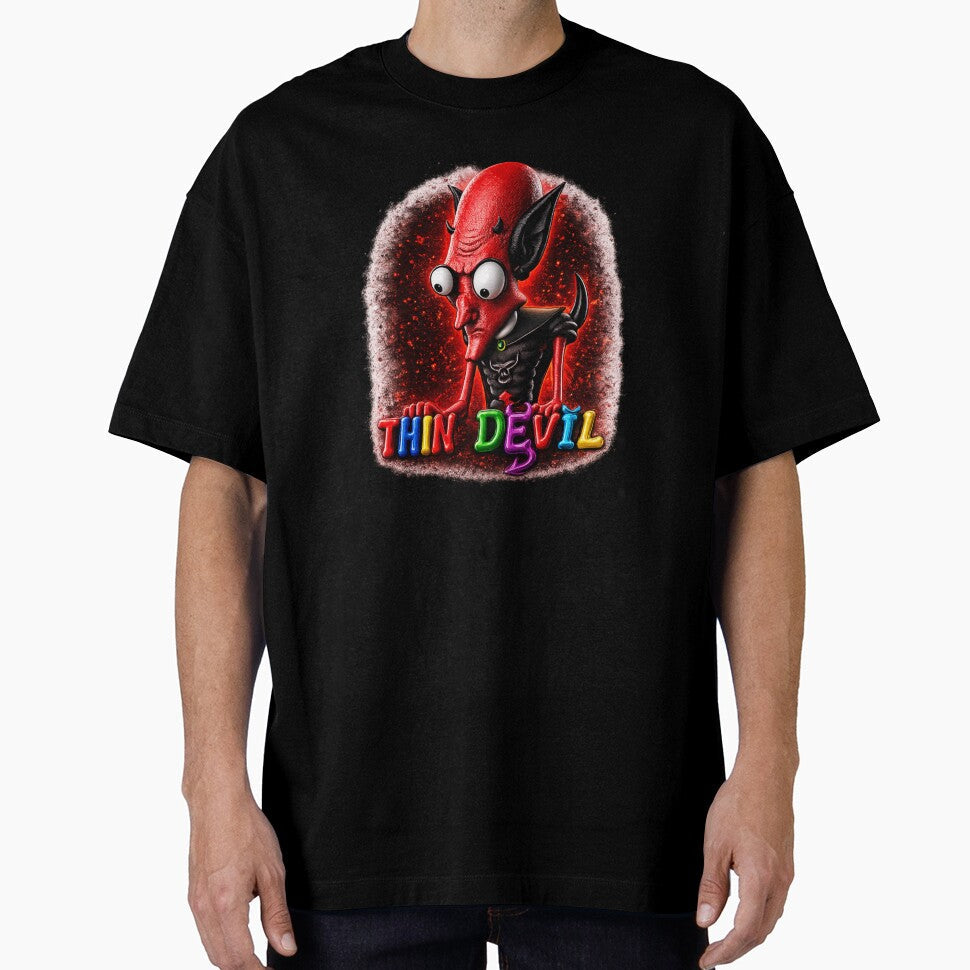 Thin Evil Devil Red Demon Graphic by GiftedInk Unisex , , , Long Sleeve Tee