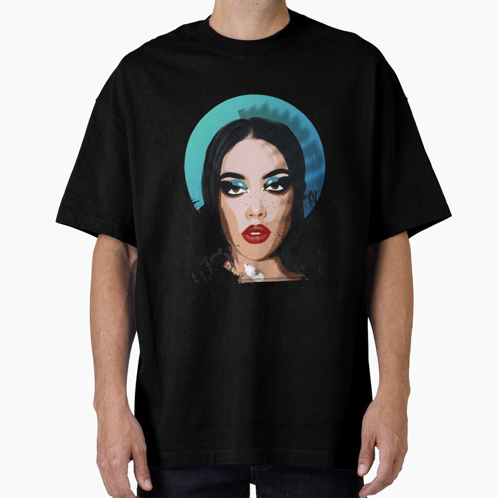 blue and black Original art / Pop Art portrait by Mused by Melancholy Unisex , , , Long Sleeve Tee