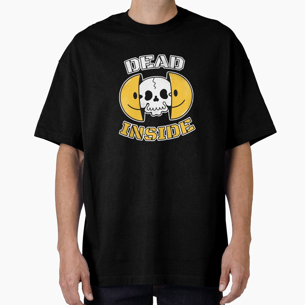 Dead Inside Funny Skull Design | Dark Humor Smiley Face | Sarcastic Quote Graphic | Gothic Funny Shirt | Emo Humor Art by amareshdas008