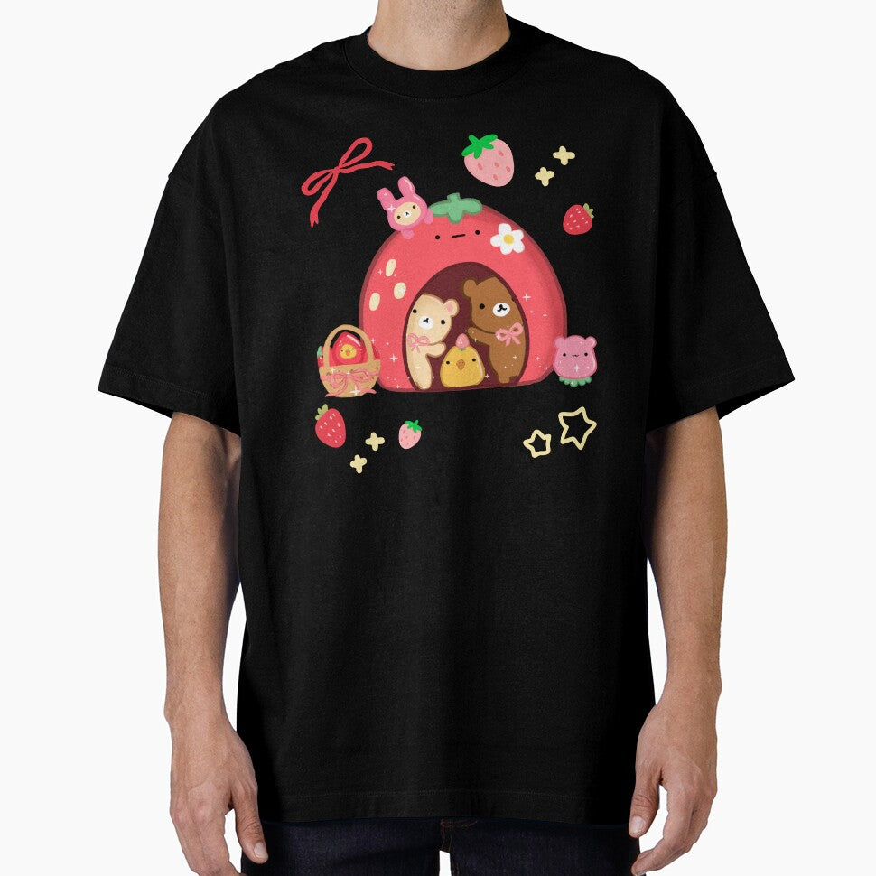 Kawaii Strawberry House and Bears by starbunnykawaii Unisex , , , Long Sleeve Tee