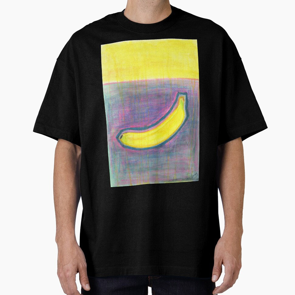 Psychedelic Banana Pop Art | Yellow Banana on Purple Blue Pink | Warhol Inspired Oil Painting by BlueberrySwan