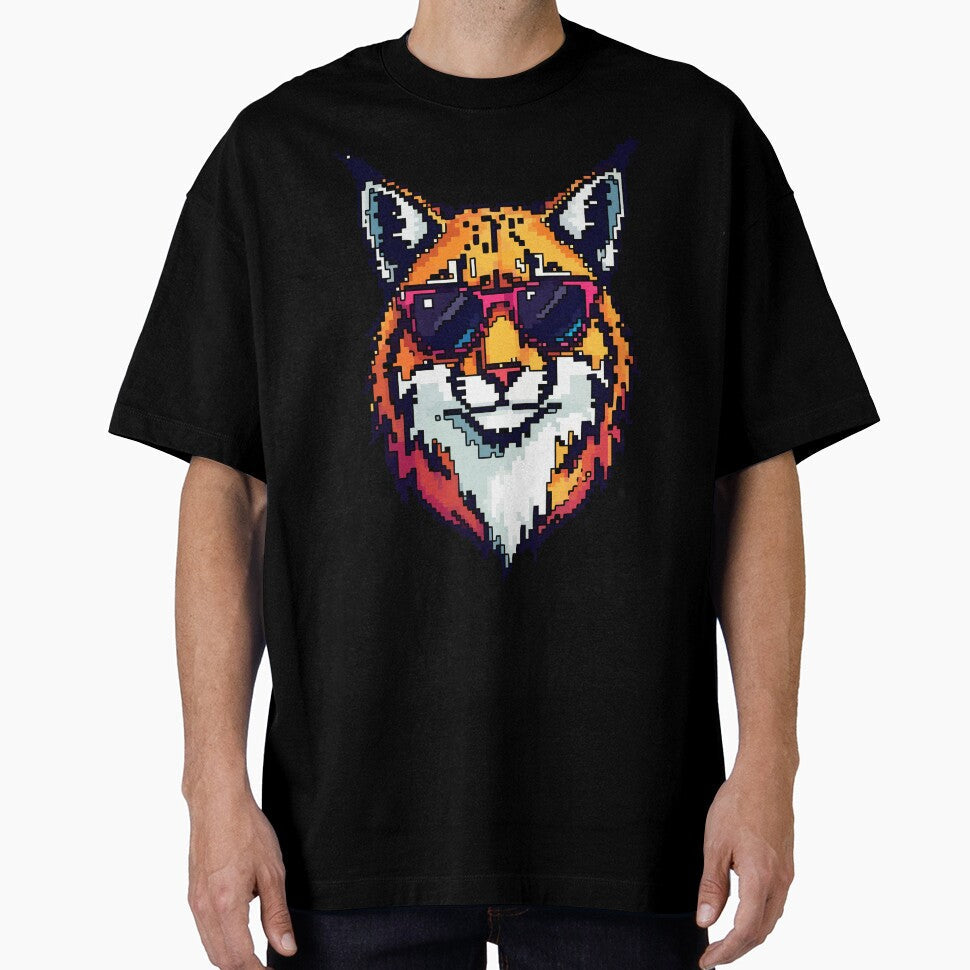 Pixel Prowl of the Lynx by NaturePixel Unisex , , , Long Sleeve Tee