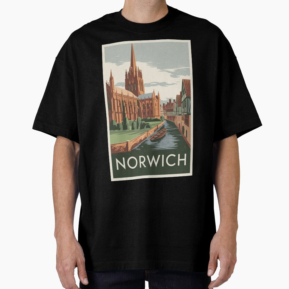 Norwich Vintage Travel Poster by TravelerRat Unisex , , , Long Sleeve Tee