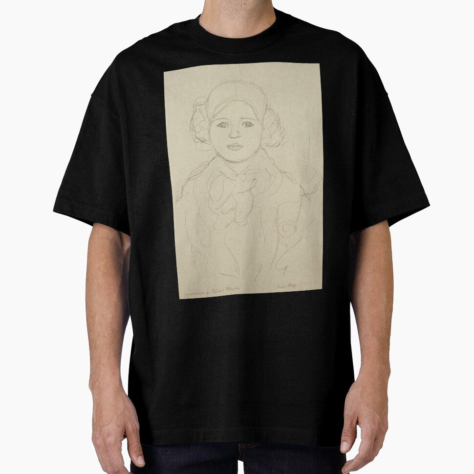Portrait of Gertrude Flöge by Gustav Klimt: Minimal Line Art Portrait Poster by artofuniverse