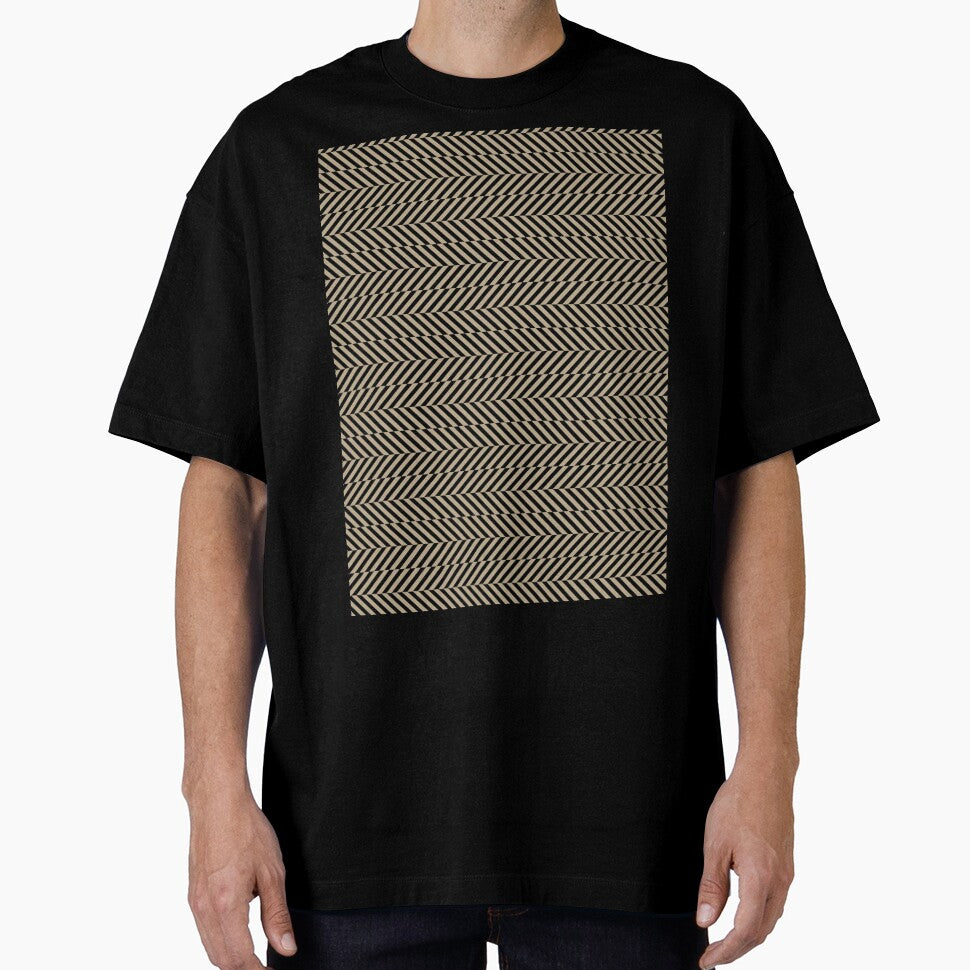 Black and Tan Hypnotic Stripe Pattern Pairs DE 2022 Trending Color Bamboo Screen DE6193 by ColorOfTheYears