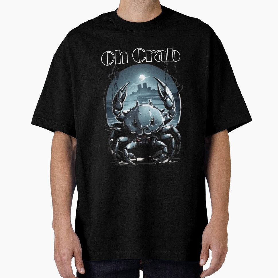 Film Noir Style Unisex Apparel with Crab Spirit Animal - 'Oh Crab by LaLi-Designs Unisex , , , Long Sleeve Tee