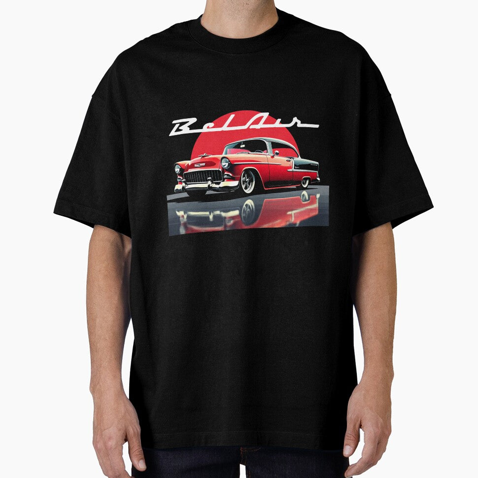 1955 Red Chevy Bel Air Classic American Car Art by TheArtOfCar