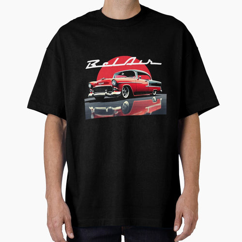 1955 Red Chevy Bel Air Classic American Car Art by TheArtOfCar