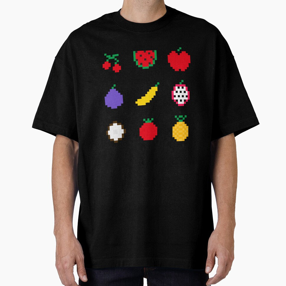 Pixel art fruit pattern by Gabriele Marcucci Unisex , , , Long Sleeve Tee