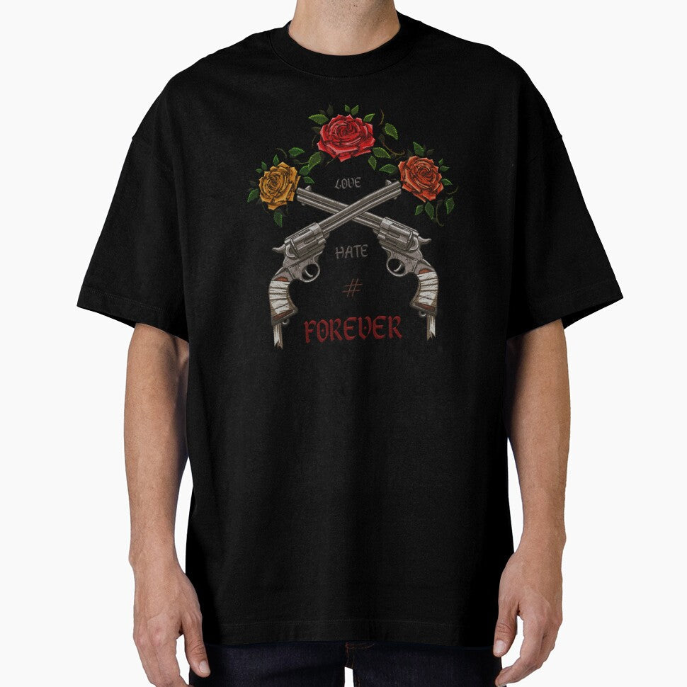 love, hate forever - guns and roses embroidery iron patch textured graphic artwork by hayrpictures