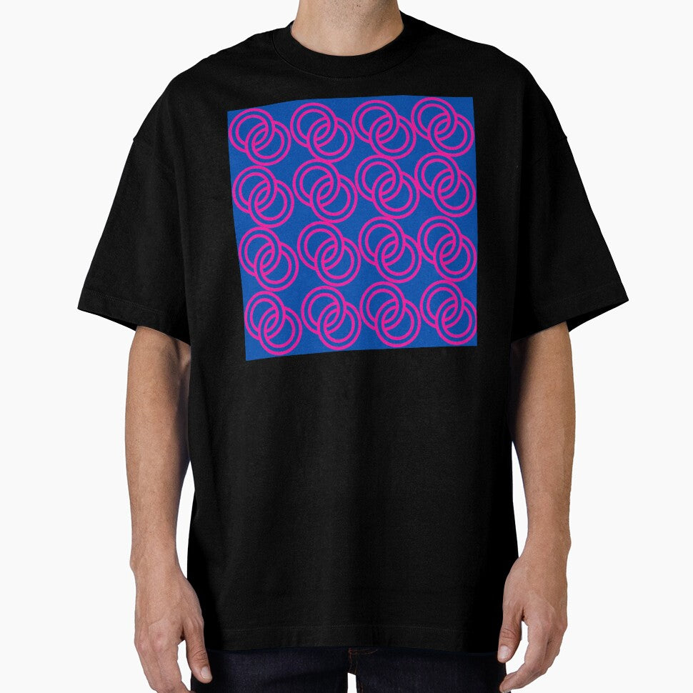 Pink Overlapping Circles on Blue– Modern Geometric Pattern Design by Cultradesign