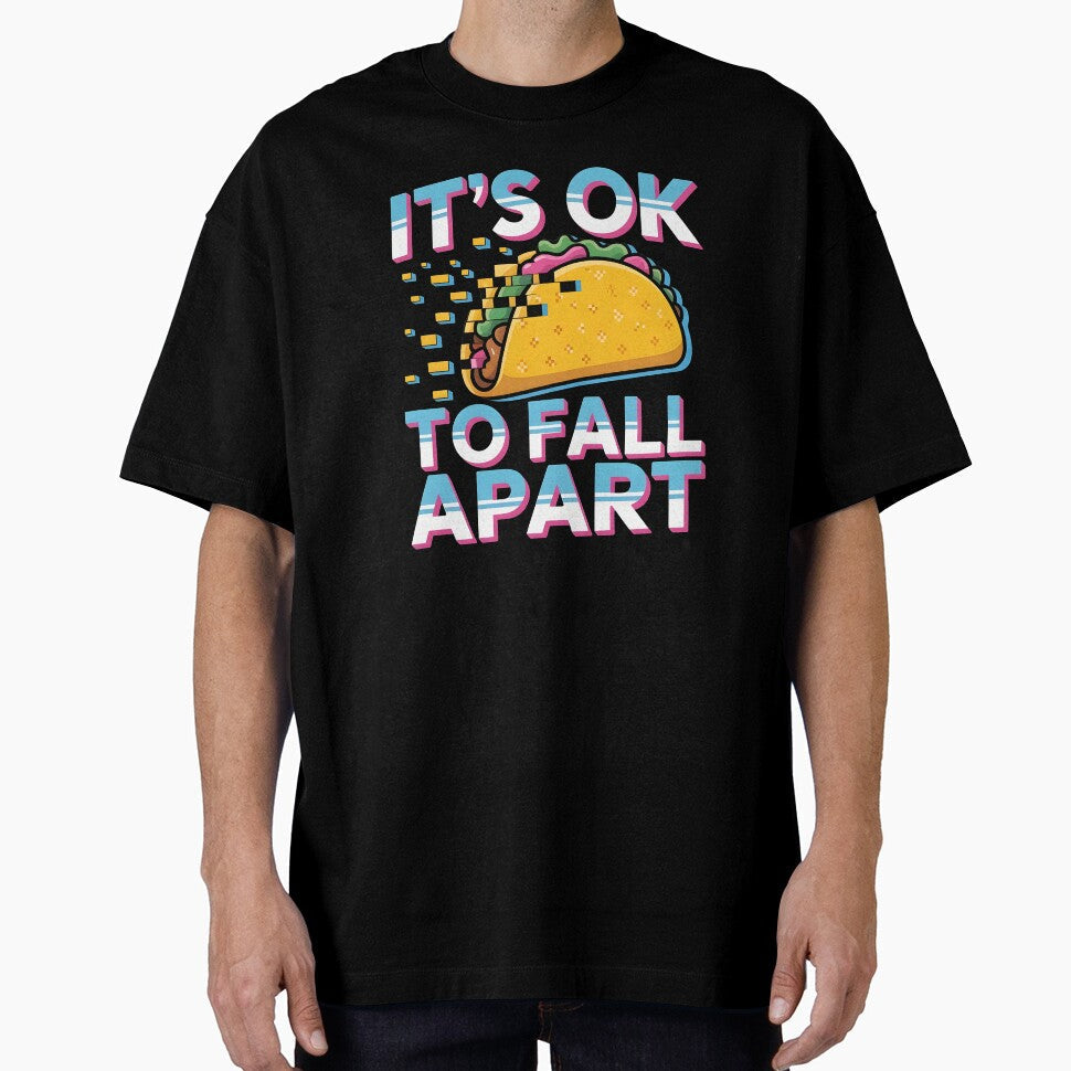 It's Ok to Fall Apart Taco – Cute Taco Humor Mental Health by Redgiant87x Unisex , , , Long Sleeve Tee