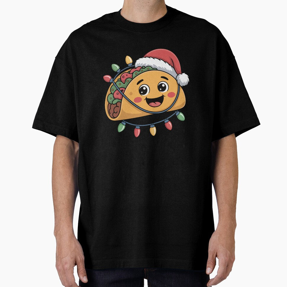 Christmas Taco with Santa Hat by jkrphoto Unisex , , , Long Sleeve Tee