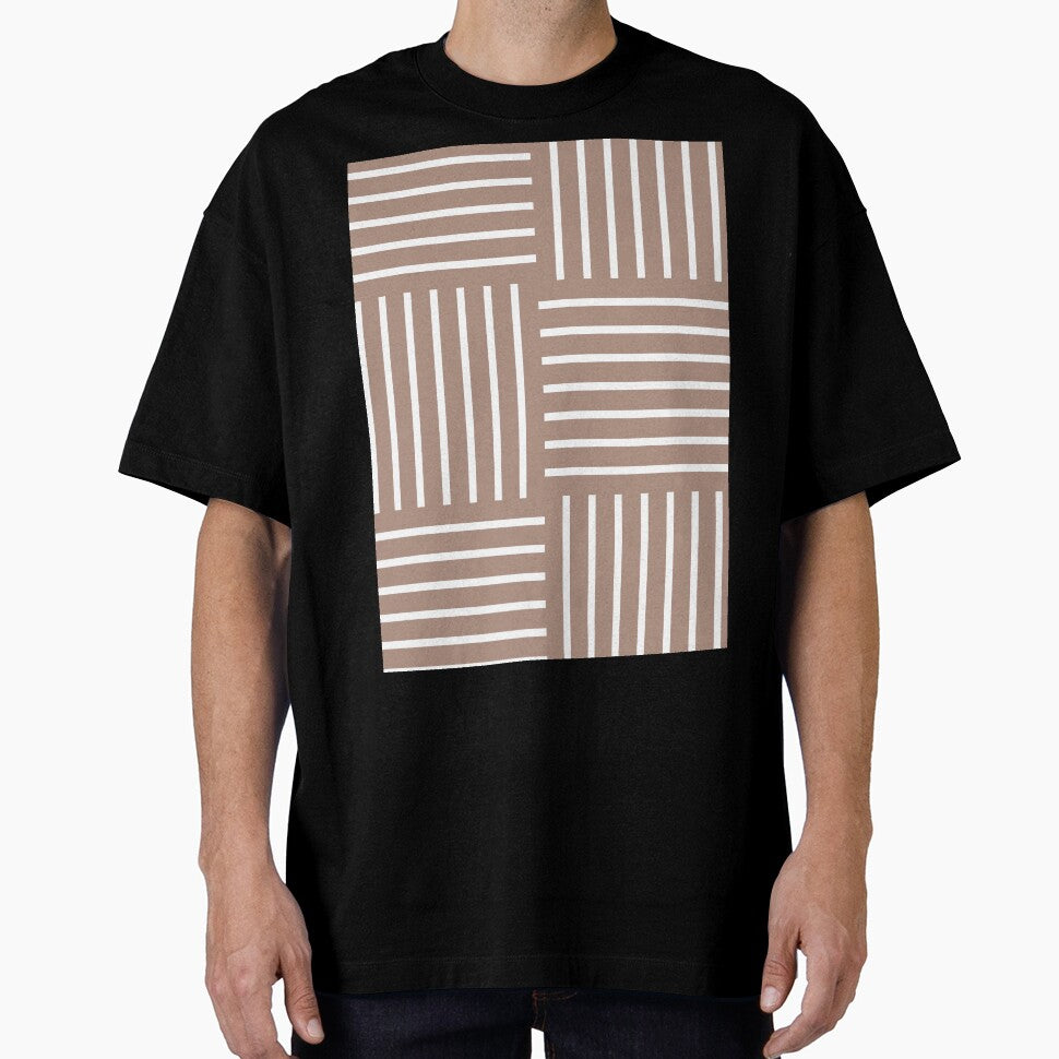 Mid-tone Brown White Abstract Stripe Geometric Pattern Pairs 2023 COTY Redend Point SW 9081 by ColorOfTheYears